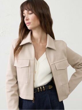 NWT Banana Republic Soft Cream Zip-Front Utility Jacket